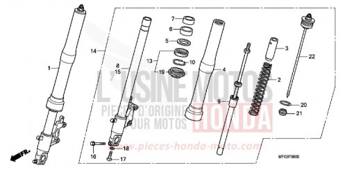 FOURCHETTE AVANT CB600FA3A de 2010